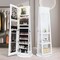 Costway 360° Swivel Jewelry Cabinet Organizer 3-Color LED Mirror with Built-in Lights Coffee/White/Black/Brown